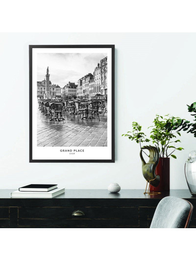  Affiche ville de Lille noir et blanc