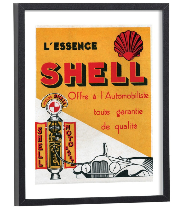 Affiche Pub essence Shell - Tableau publicité ancienne