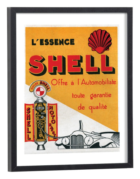 Affiche Pub essence Shell - Tableau publicité ancienne