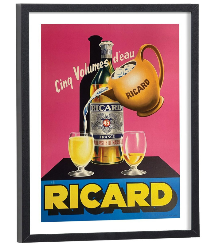 Affiche Pub Ricard - Cinq volumes d'eau