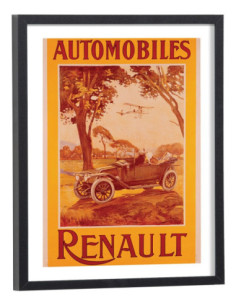 Affiche publicitaire Automobiles Renault ancienne
