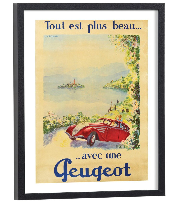 Affiche publicitaire Peugeot ancienne