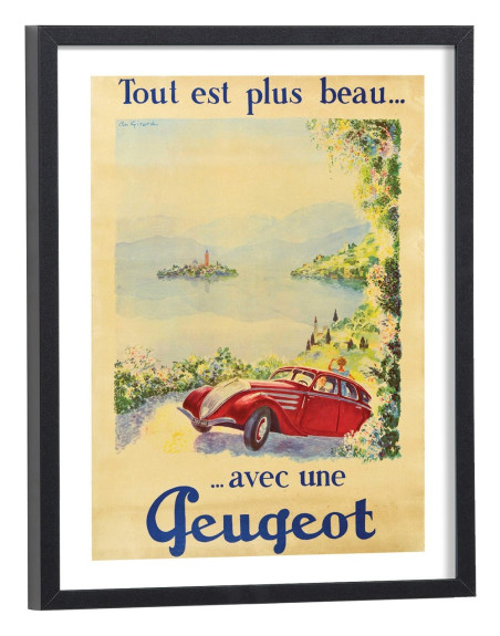 Affiche publicitaire Peugeot ancienne