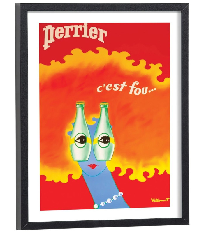 Affiche pub vintage Perrier c'est fou (Lunettes)