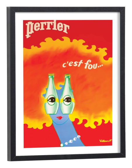 Affiche pub vintage Perrier c'est fou (Lunettes)