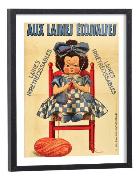 Affiche pub ancienne Pub Aux laines écossaises