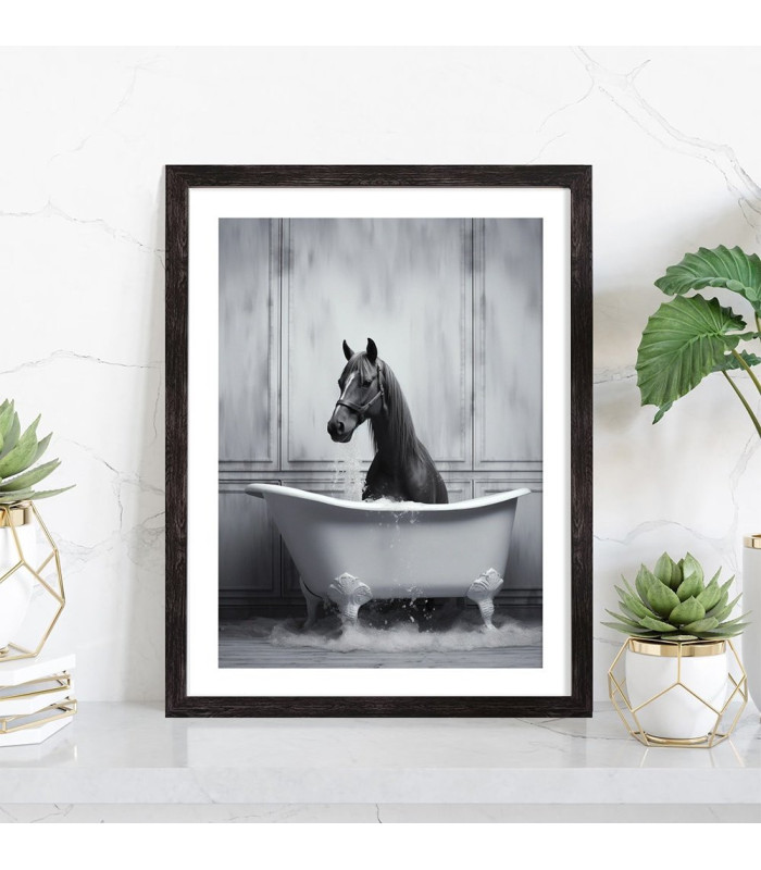 Tableau Cheval dans une baignoire - Affiche décoration