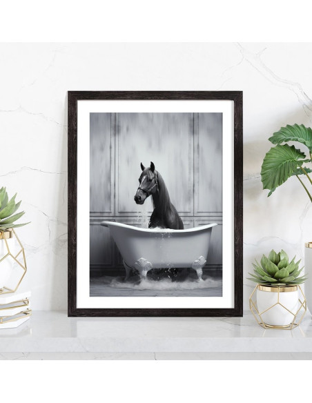 Tableau Cheval dans une baignoire - Affiche décoration