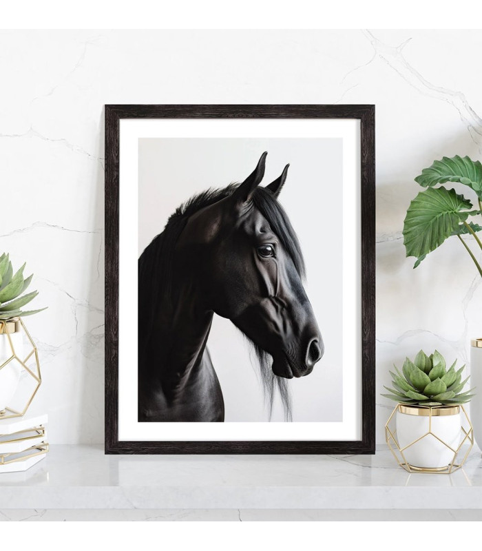 Tableau Tête de cheval noir - Affiche animaux