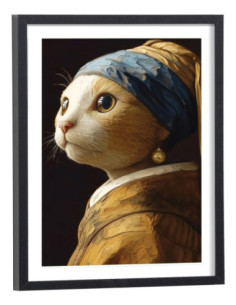 Affiche Chat art style Vermeer décoration