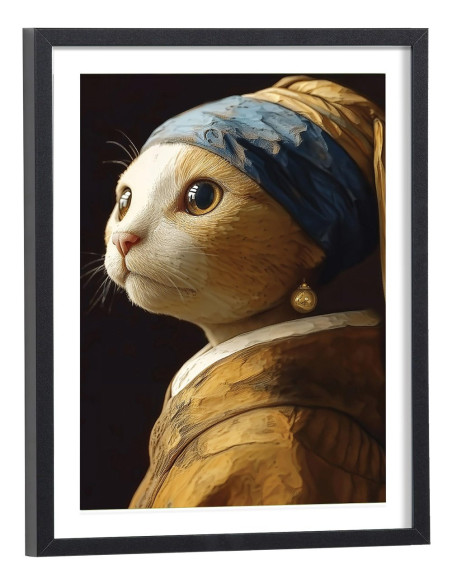 Affiche Chat art style Vermeer décoration
