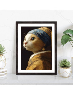 Affiche Chat art style Vermeer décoration 2