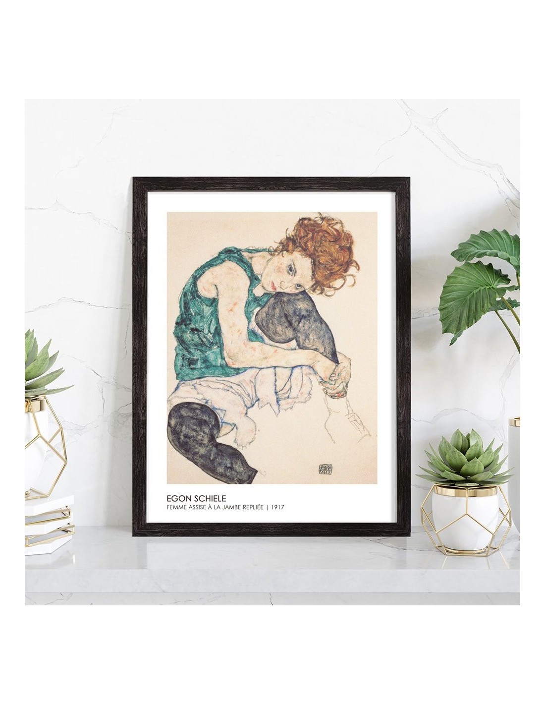 Toile Impression D'Art Egon Schiele - Deux Femmes S'embrassant - Reproduction Giclée - Encadrée