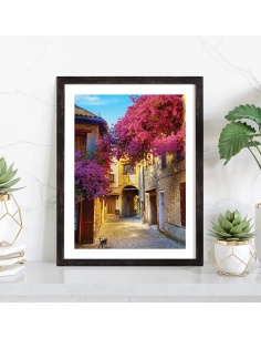 Affiche Ruelle fleurs violettes 2