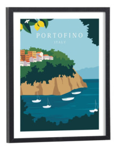 Affiche Portofino vintage en Italie