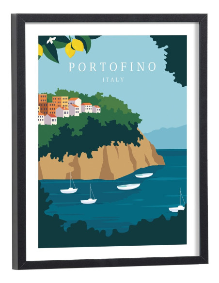 Affiche Portofino vintage en Italie