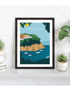 Affiche Portofino vintage en Italie 2