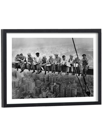 Tableau Ouvriers New York - Affiche vintage noir et blanc