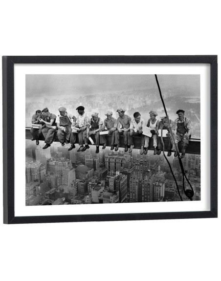 Tableau Ouvriers New York - Affiche vintage noir et blanc