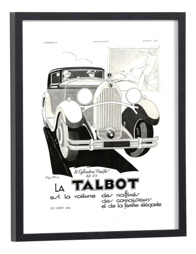 Affiche publicitaire Talbot ancienne