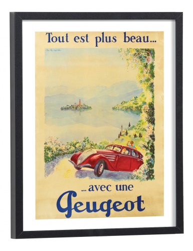Affiche publicitaire Peugeot ancienne