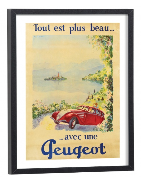 Affiche publicitaire Peugeot ancienne
