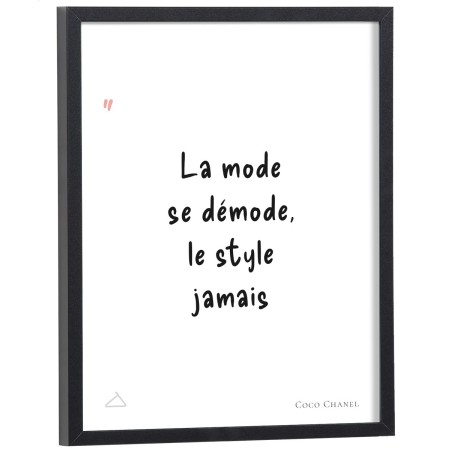Affiche citation "La mode se démode, le style jamais" Coco Chanel