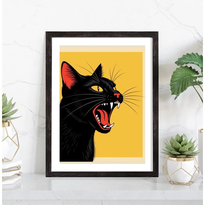 Affiche chat vintage décoration colorée