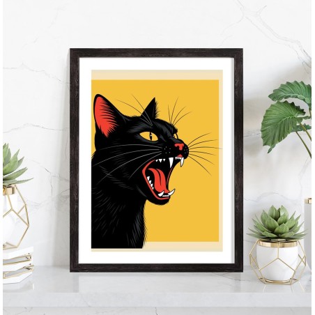 Affiche chat vintage décoration colorée