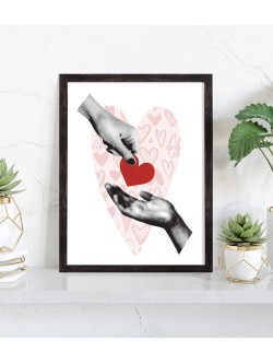 Affiche Amour coeur vintage - Décoration collage