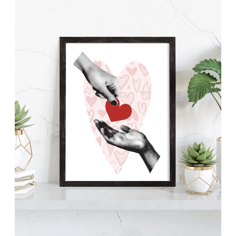 Affiche Amour coeur vintage - Décoration collage