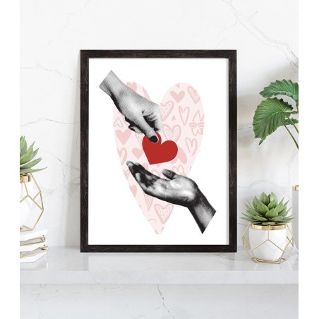 Affiche Amour coeur vintage - Décoration collage