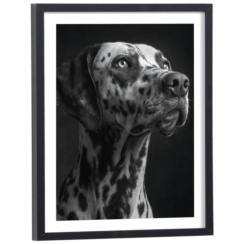 Affiche Dalmatien noir et blanc - Poster chien