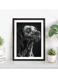 Affiche Dalmatien noir et blanc - Tableau décoration chien
