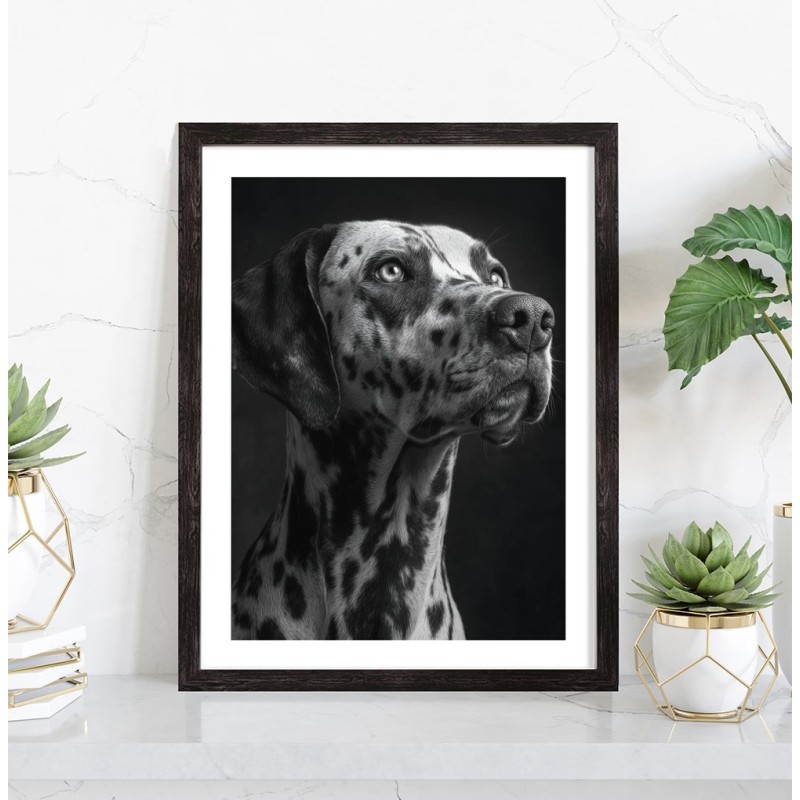 Affiche Dalmatien noir et blanc - Tableau décoration chien