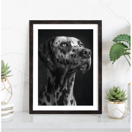 Affiche Dalmatien noir et blanc - Tableau décoration chien