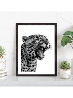 Affiche Panthère noir et blanc - Tableau décoration