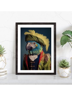 Affiche Perroquet portrait - Tableau animaux décalé