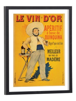 Affiche publicitaire vintage Le Vin d'Or apéritif quinquina - reproduction encadrée bois noir