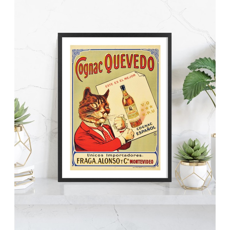 Affiche Cognac Quevedo vintage | Poster publicitaire