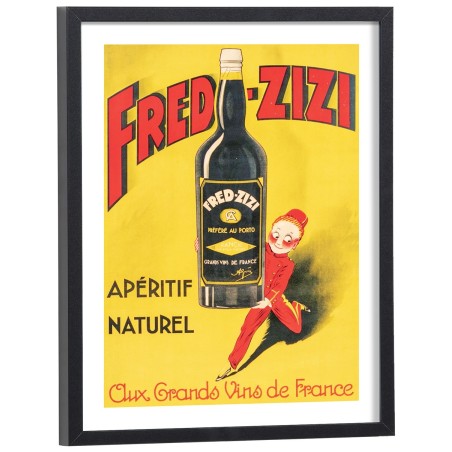 Affiche publicitaire vintage Fred Zizi apéritif naturel - poster encadré bois noir 30x40