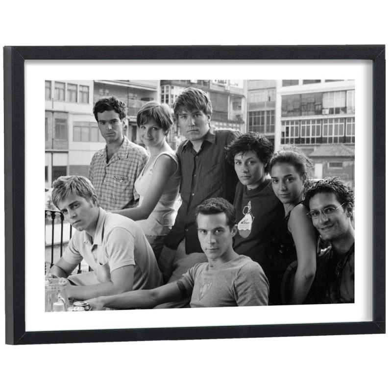 Affiche L'Auberge Espagnole Cédric Klapisch - poster cinéma noir blanc cadre bois 40x30cm