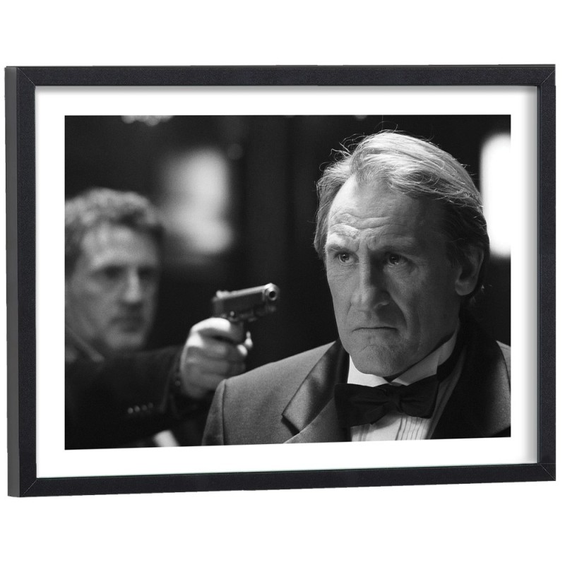 Daniel Auteuil dans 36 Quai des Orfèvres - affiche cinéma encadrée noir et blanc cadre bois