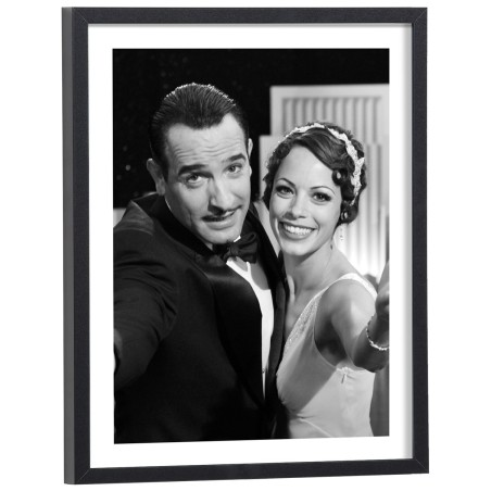 Jean Dujardin et Bérénice Bejo dans The Artist - affiche cinéma encadrée noir et blanc