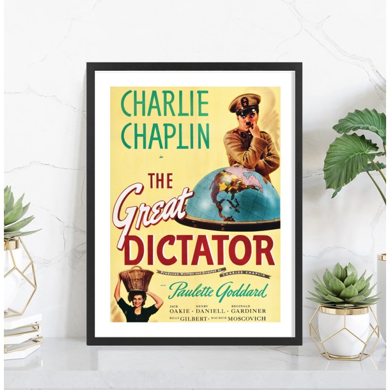Le Dictateur Chaplin | Affiche cinéma encadrée — Tableaudestock