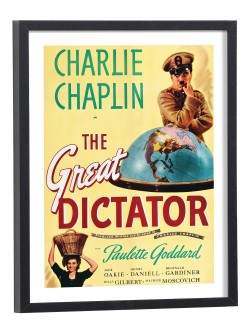 Affiche vintage du film Le Dictateur de Charlie Chaplin - poster cinéma encadré