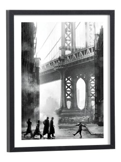 Affiche Il était une fois en Amérique - scène pont Manhattan Bridge noir et blanc cadre bois