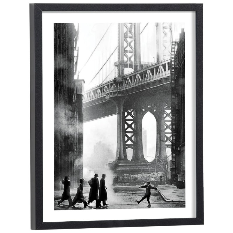 Affiche Il était une fois en Amérique - scène pont Manhattan Bridge noir et blanc cadre bois