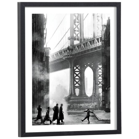 Affiche Il était une fois en Amérique - scène pont Manhattan Bridge noir et blanc cadre bois