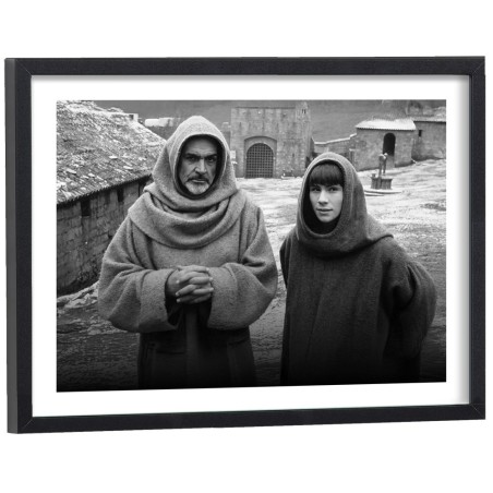 Affiche cinéma Le Nom de la Rose moines - poster avec cadre en bois noir